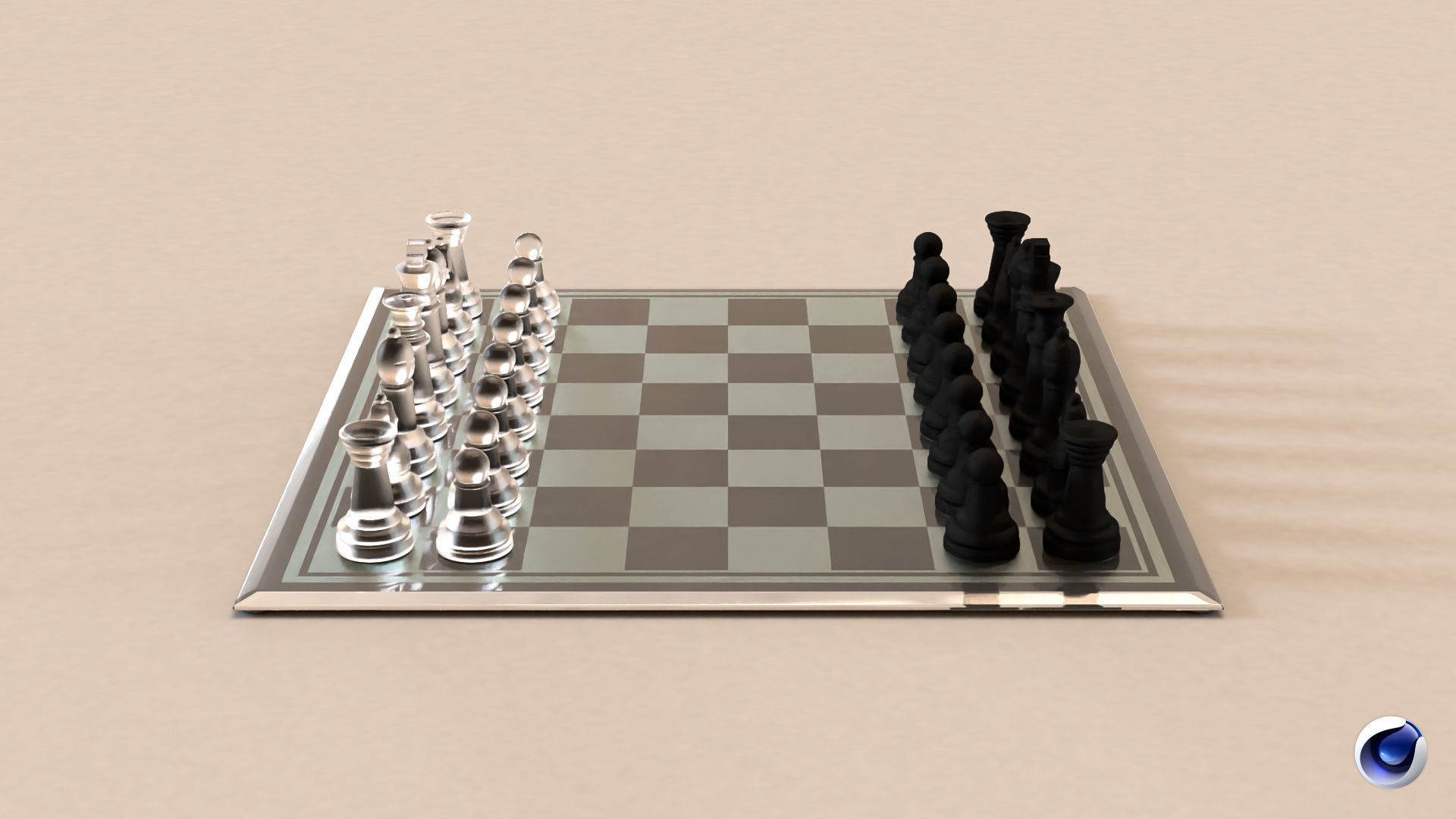 BOARD GAME---Glass Chessboard Low-poly 3D model_41