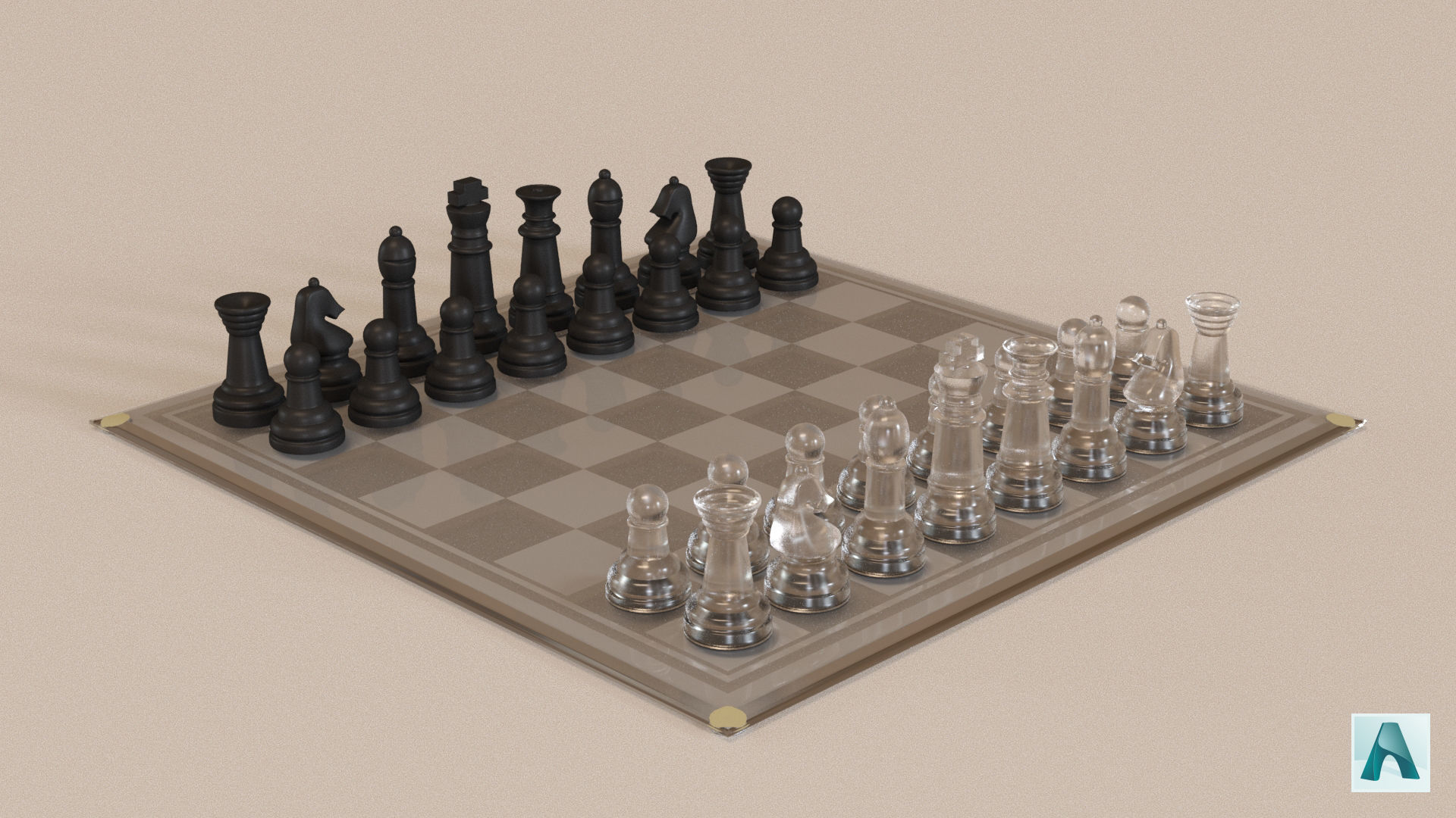 BOARD GAME---Glass Chessboard Low-poly 3D model_63
