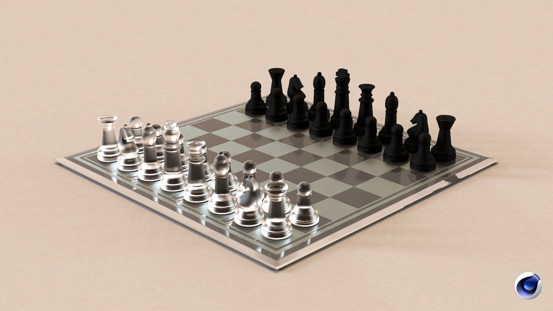 BOARD GAME---Glass Chessboard Low-poly 3D model_40