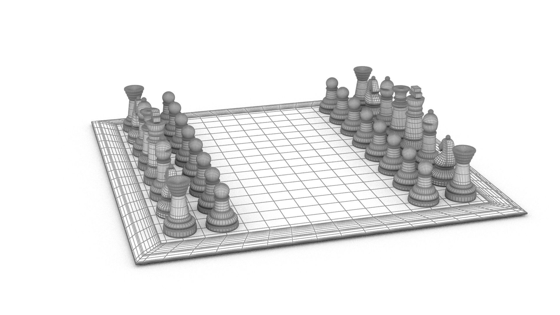 BOARD GAME---Glass Chessboard Low-poly 3D model_76
