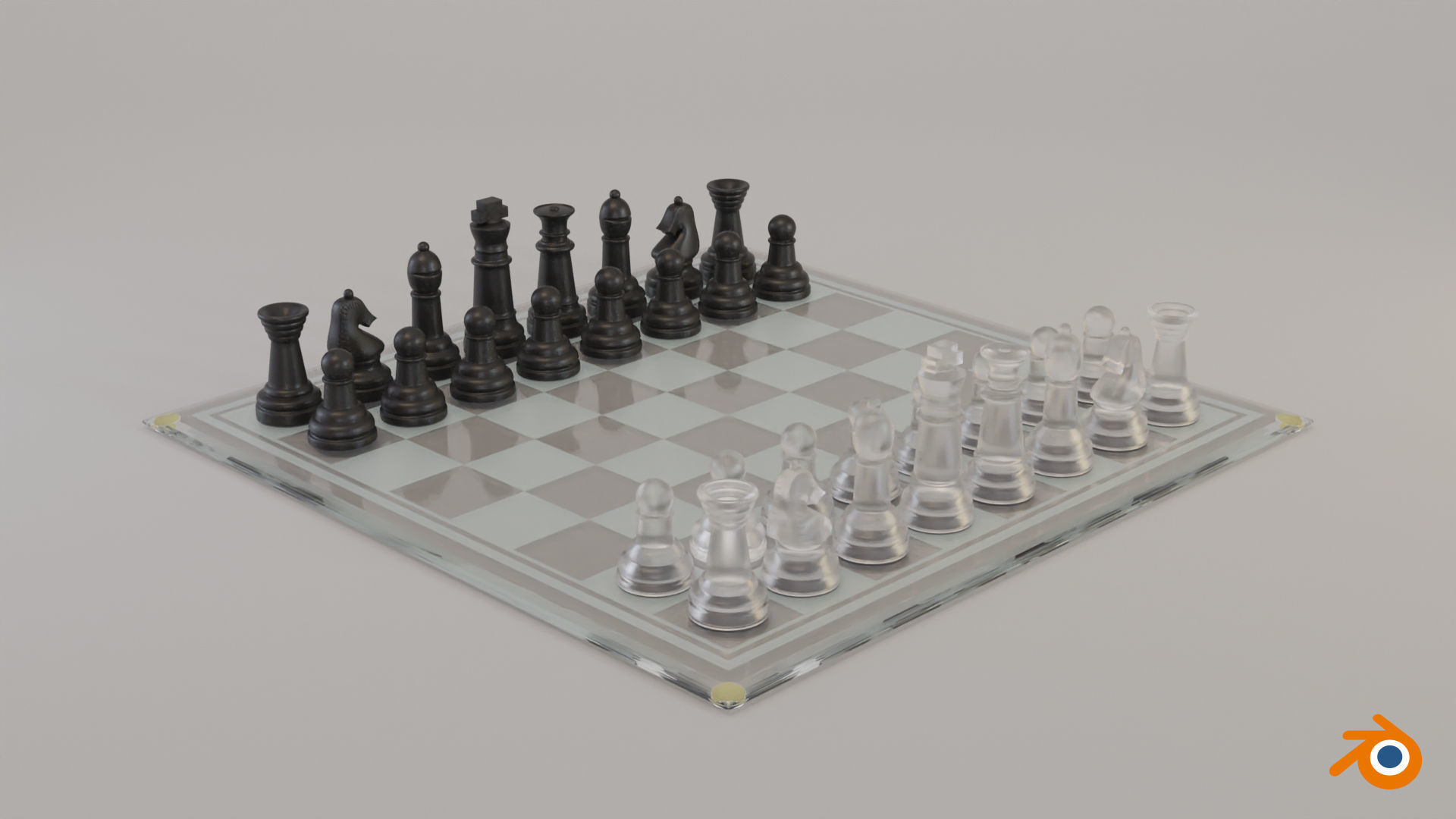 BOARD GAME---Glass Chessboard Low-poly 3D model_23