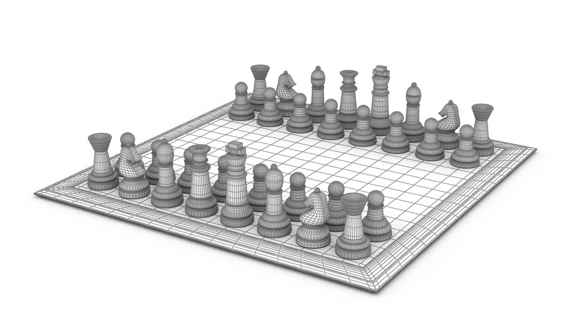 BOARD GAME---Glass Chessboard Low-poly 3D model_78