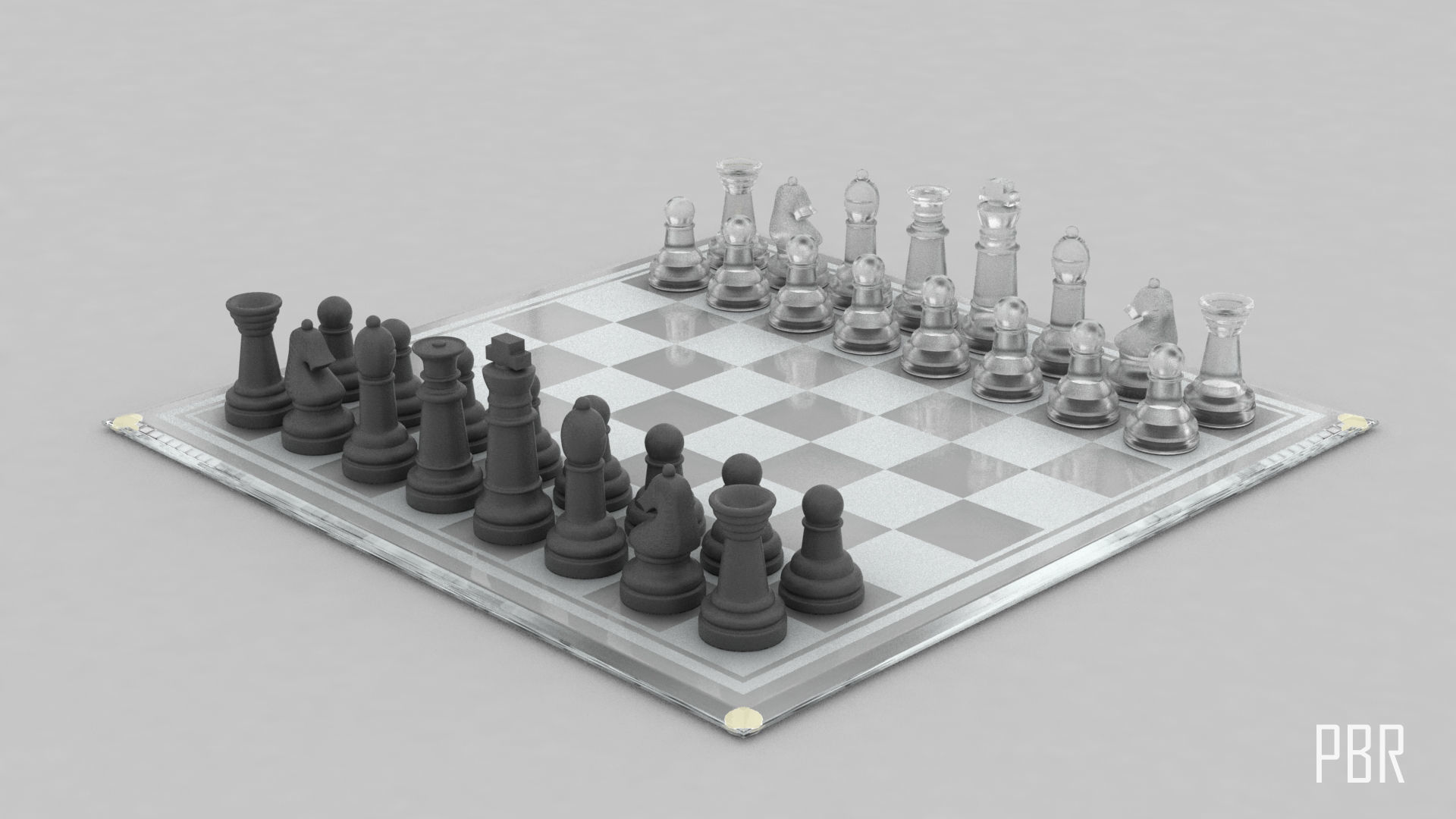 BOARD GAME---Glass Chessboard Low-poly 3D model_58