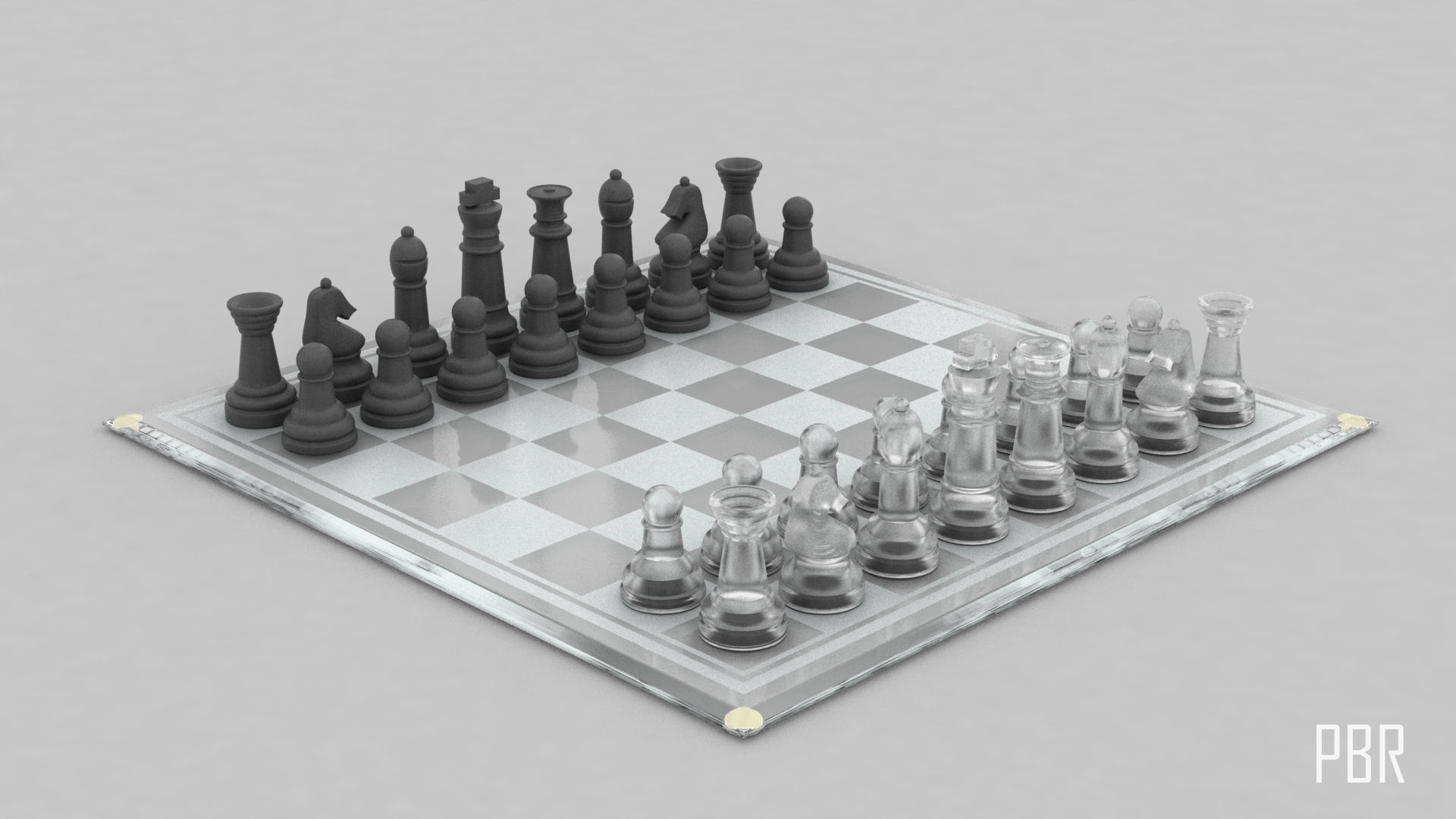 BOARD GAME---Glass Chessboard Low-poly 3D model_56