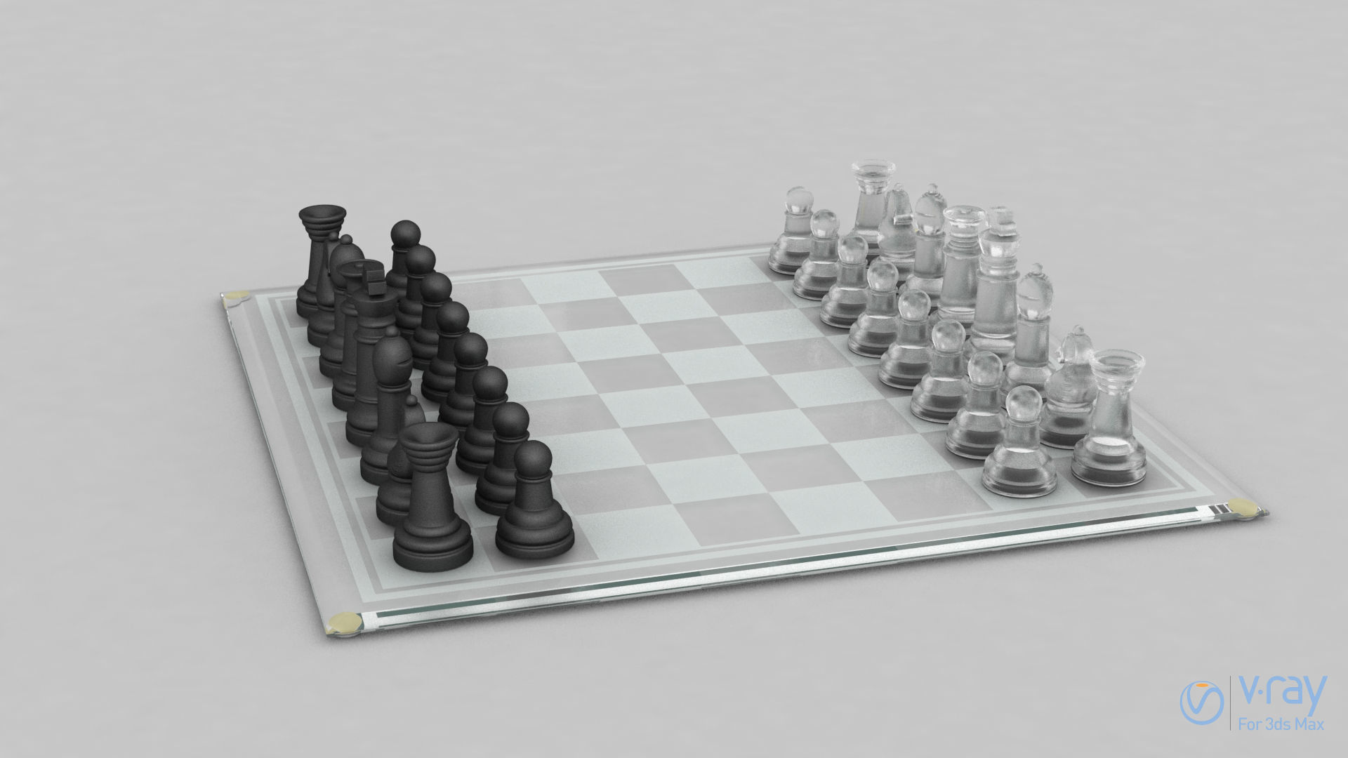 BOARD GAME---Glass Chessboard Low-poly 3D model_10
