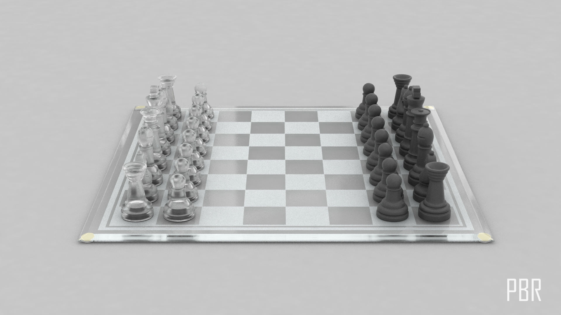BOARD GAME---Glass Chessboard Low-poly 3D model_61