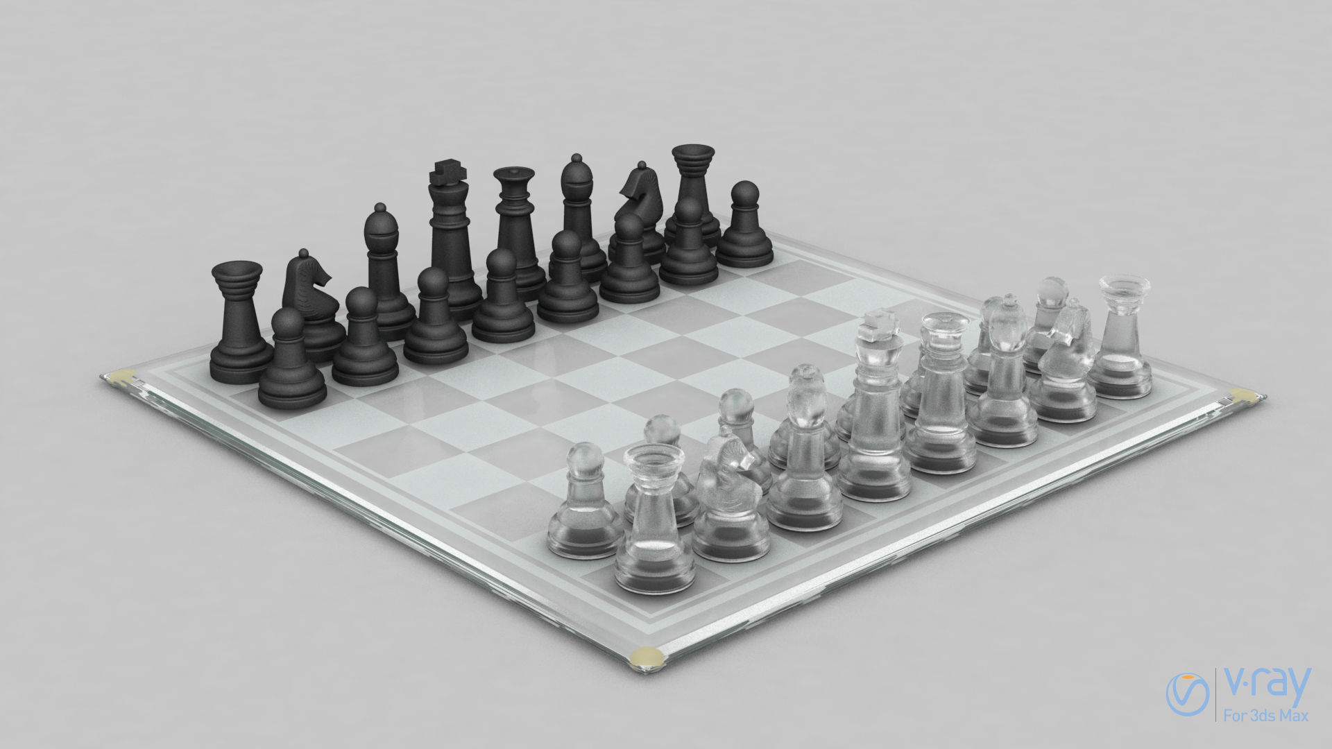 BOARD GAME---Glass Chessboard Low-poly 3D model_7