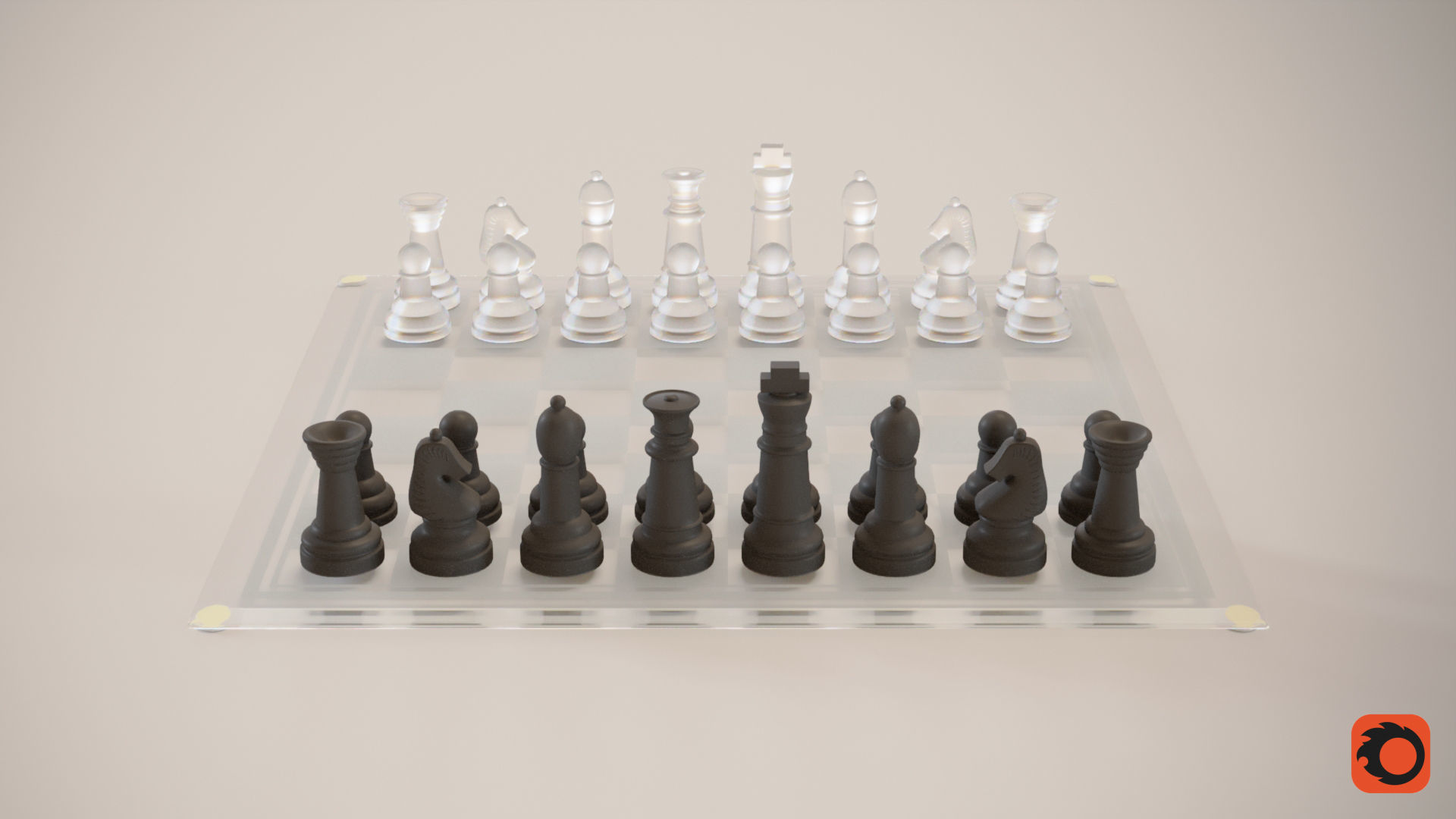 BOARD GAME---Glass Chessboard Low-poly 3D model_36