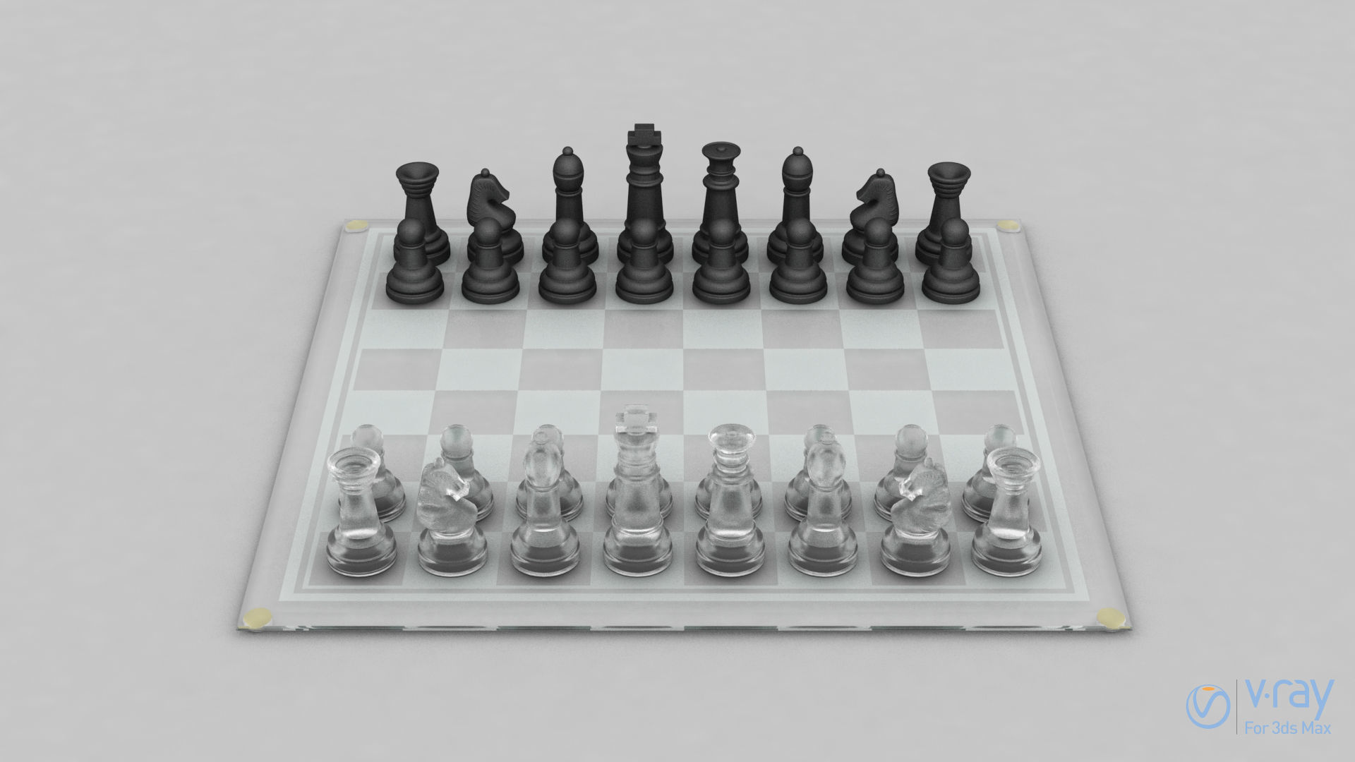 BOARD GAME---Glass Chessboard Low-poly 3D model_4