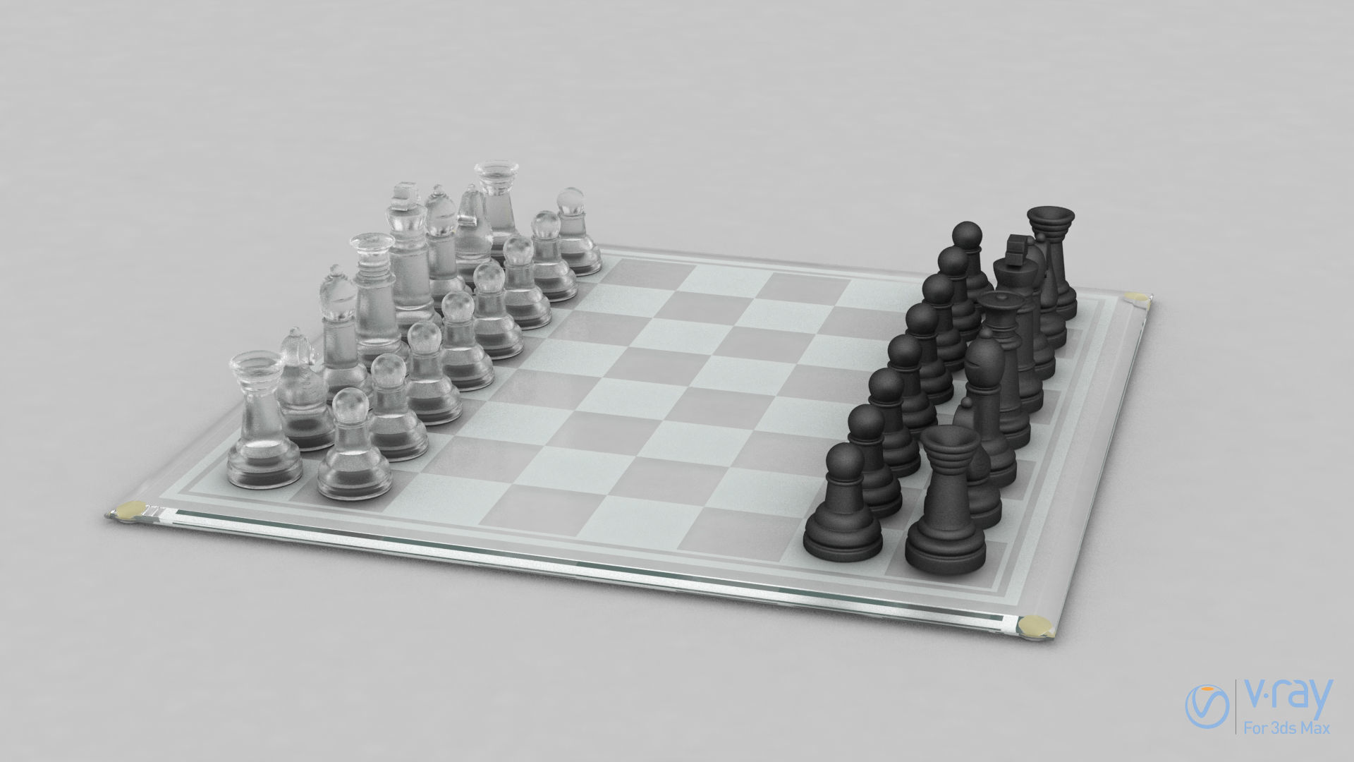 BOARD GAME---Glass Chessboard Low-poly 3D model_17