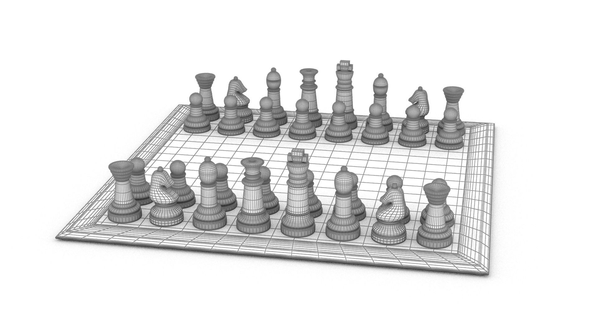 BOARD GAME---Glass Chessboard Low-poly 3D model_79