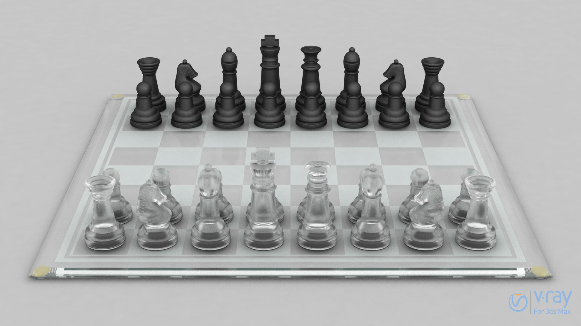 BOARD GAME---Glass Chessboard Low-poly 3D model_2