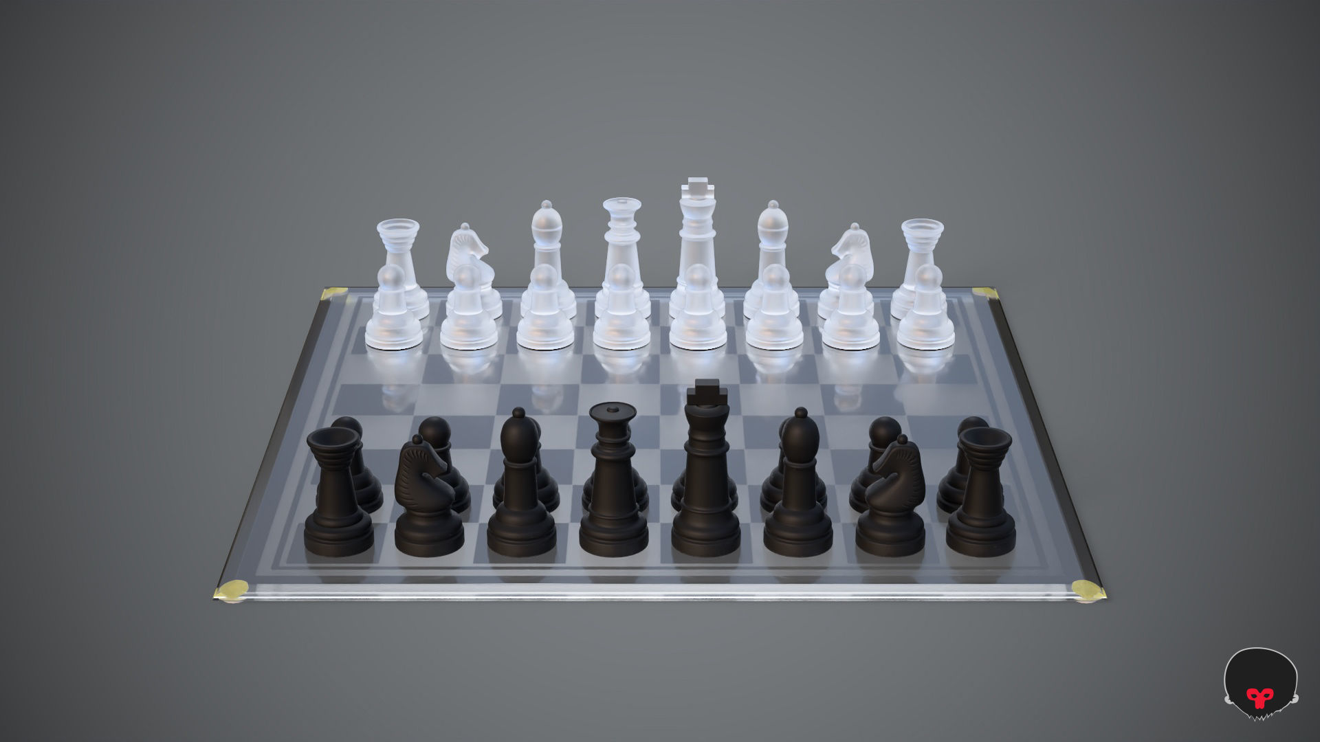 BOARD GAME---Glass Chessboard Low-poly 3D model_51