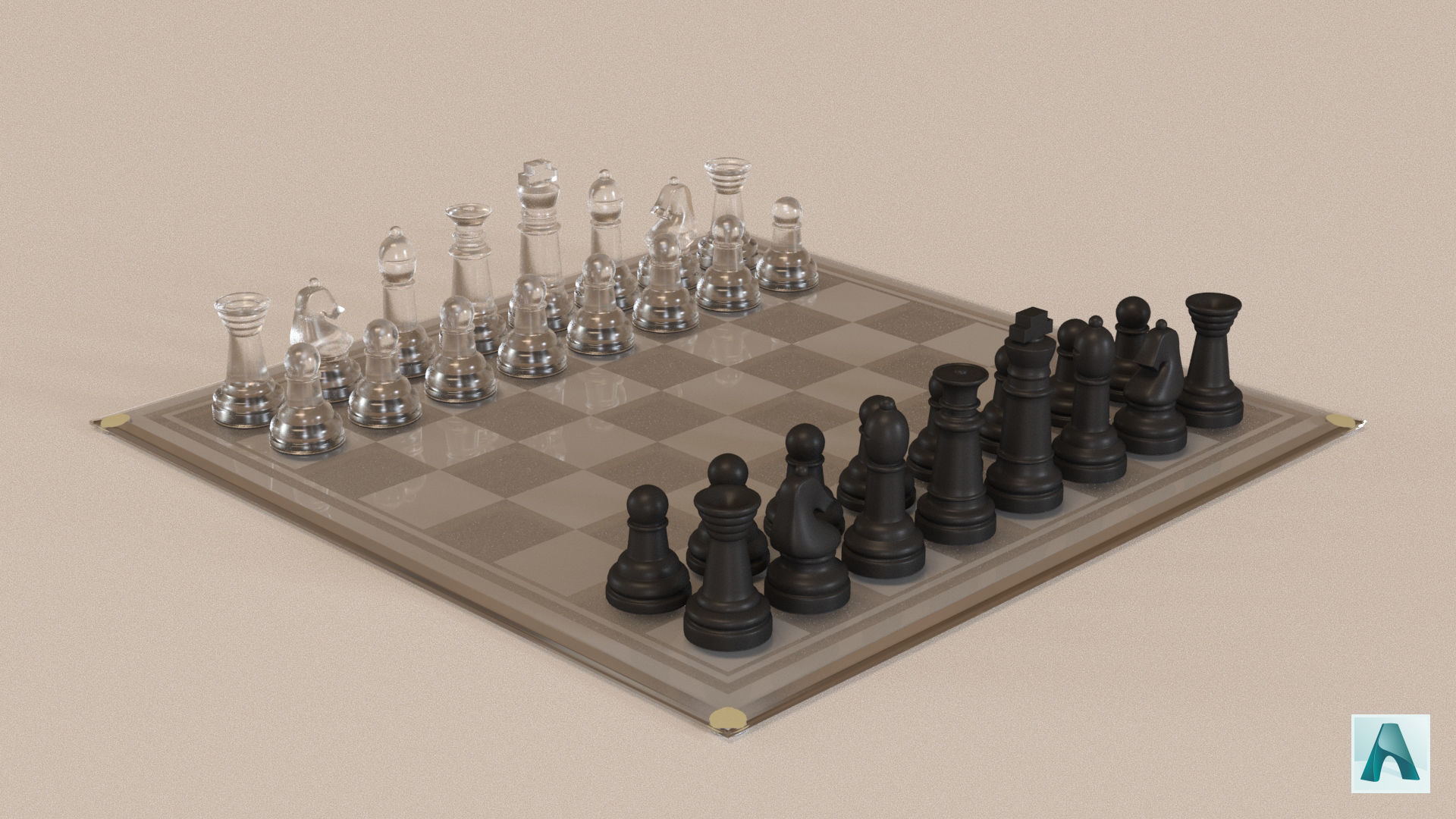 BOARD GAME---Glass Chessboard Low-poly 3D model_67