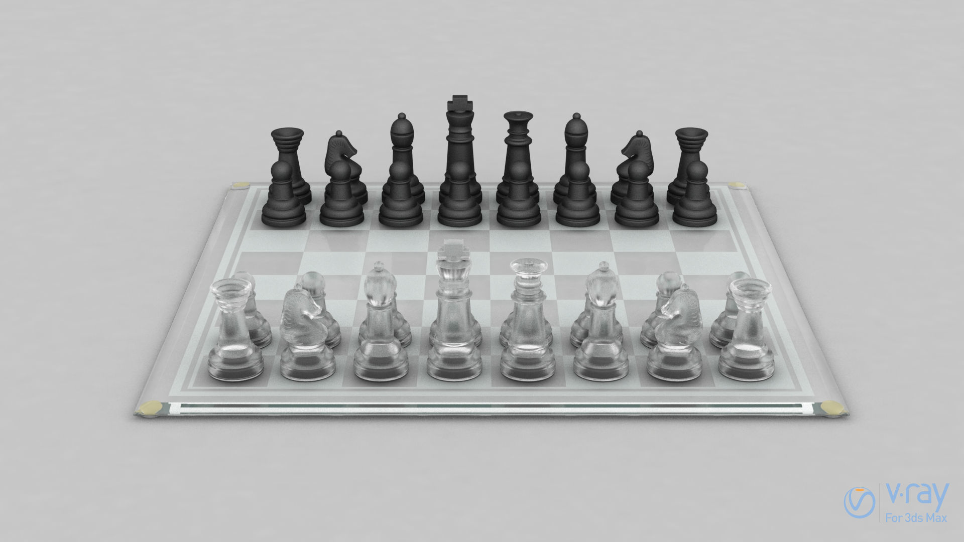 BOARD GAME---Glass Chessboard Low-poly 3D model_5
