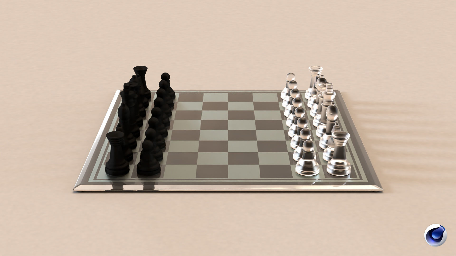 BOARD GAME---Glass Chessboard Low-poly 3D model_45