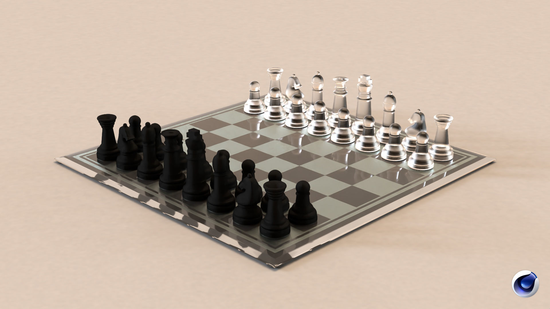 BOARD GAME---Glass Chessboard Low-poly 3D model_44