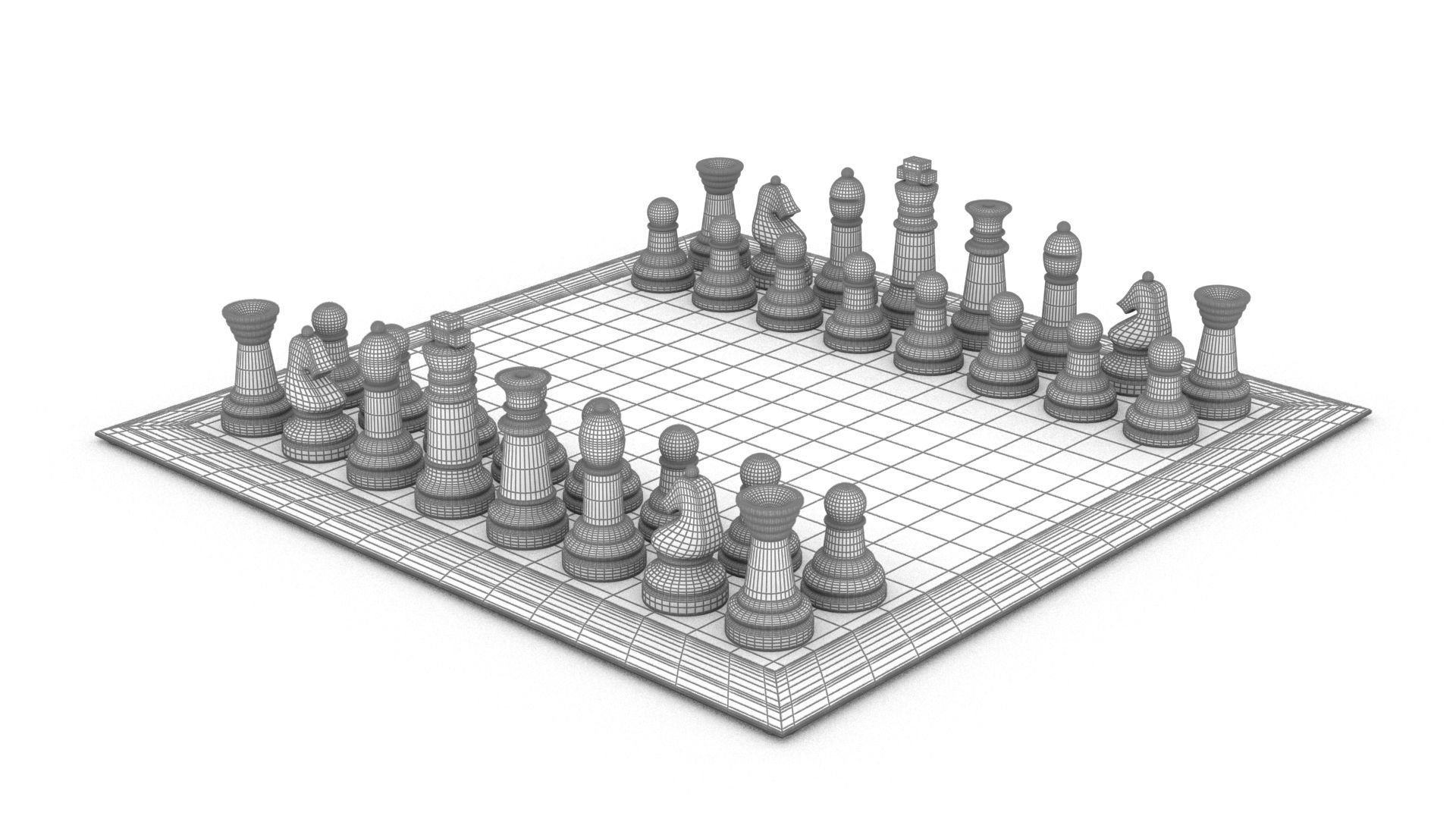 BOARD GAME---Glass Chessboard Low-poly 3D model_86