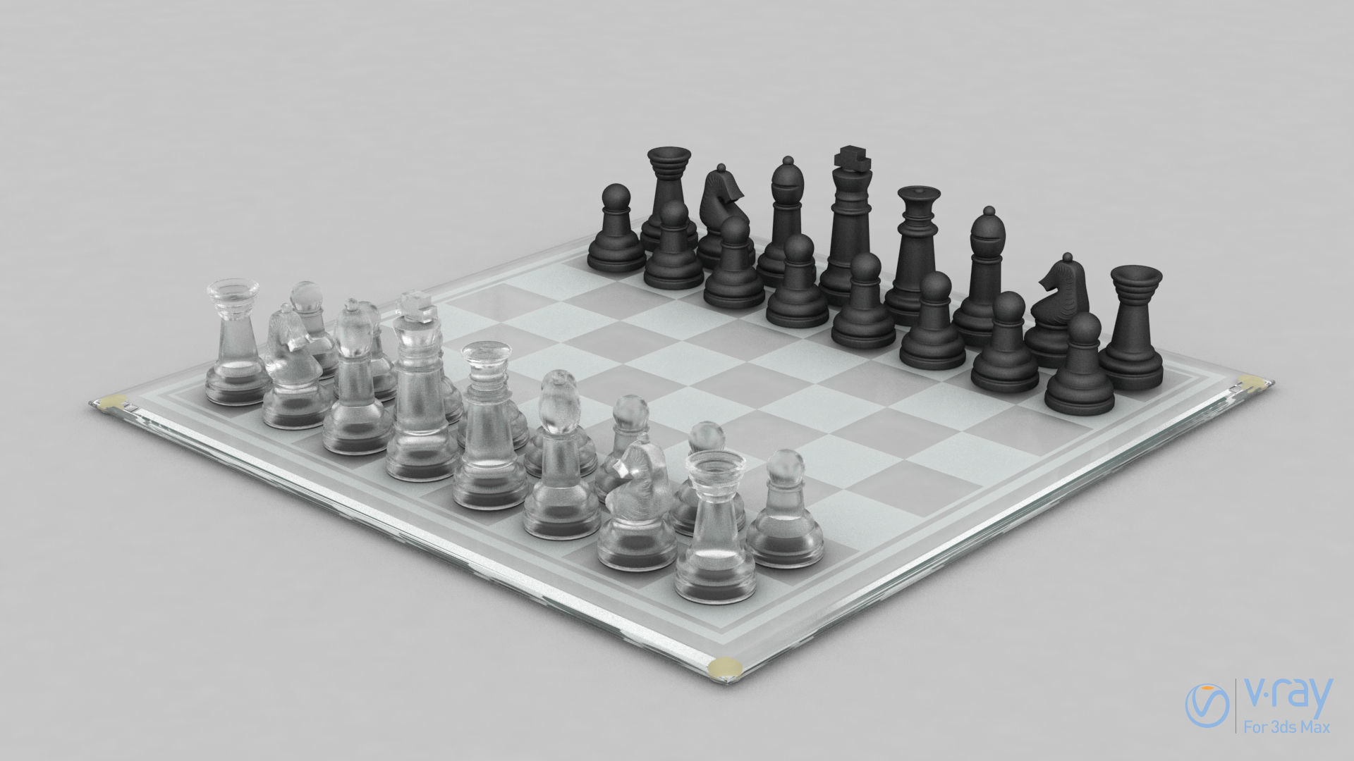 BOARD GAME---Glass Chessboard Low-poly 3D model_20