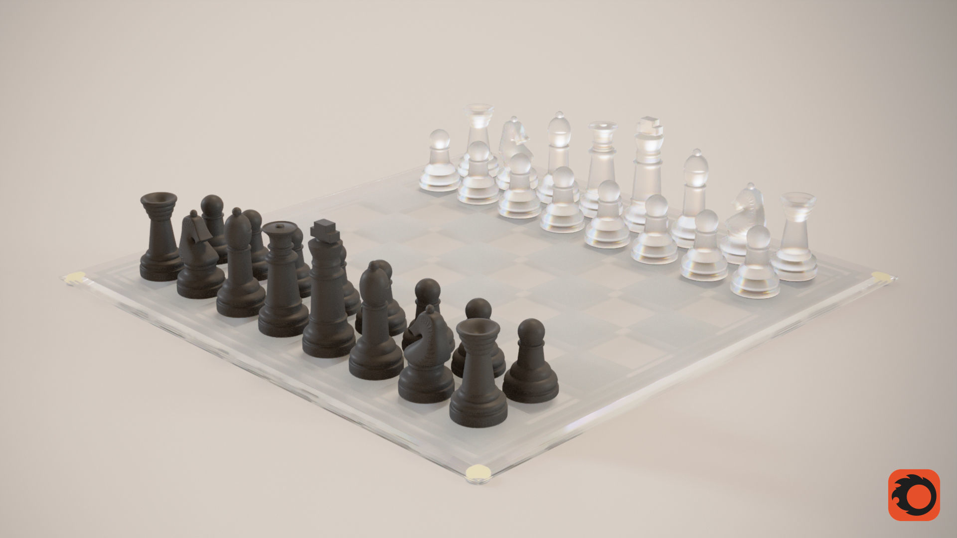 BOARD GAME---Glass Chessboard Low-poly 3D model_35