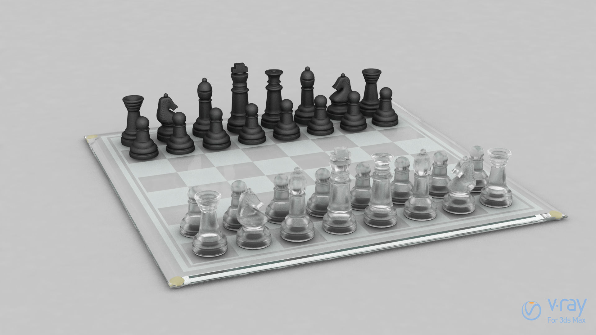BOARD GAME---Glass Chessboard Low-poly 3D model_6