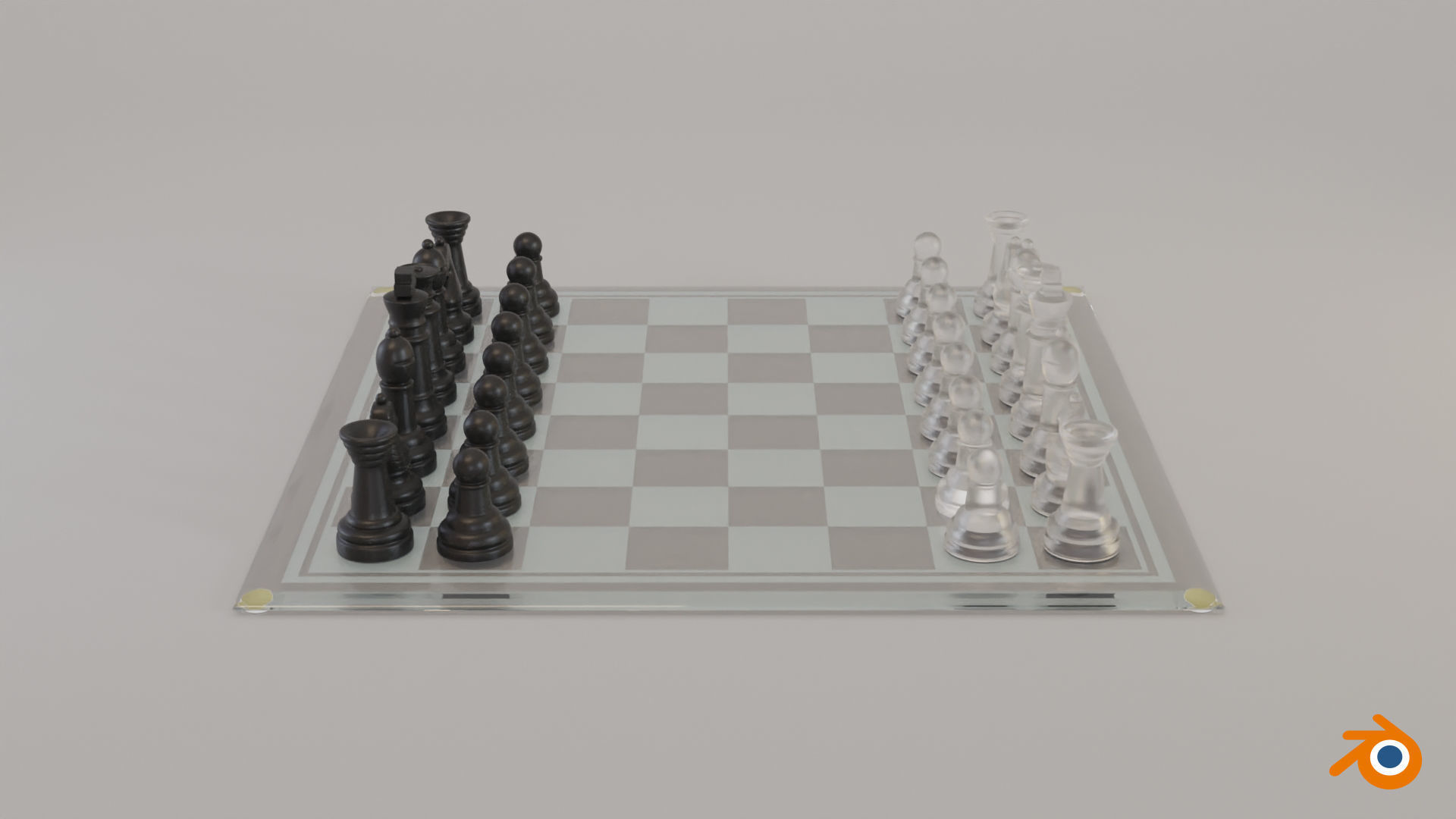 BOARD GAME---Glass Chessboard Low-poly 3D model_24