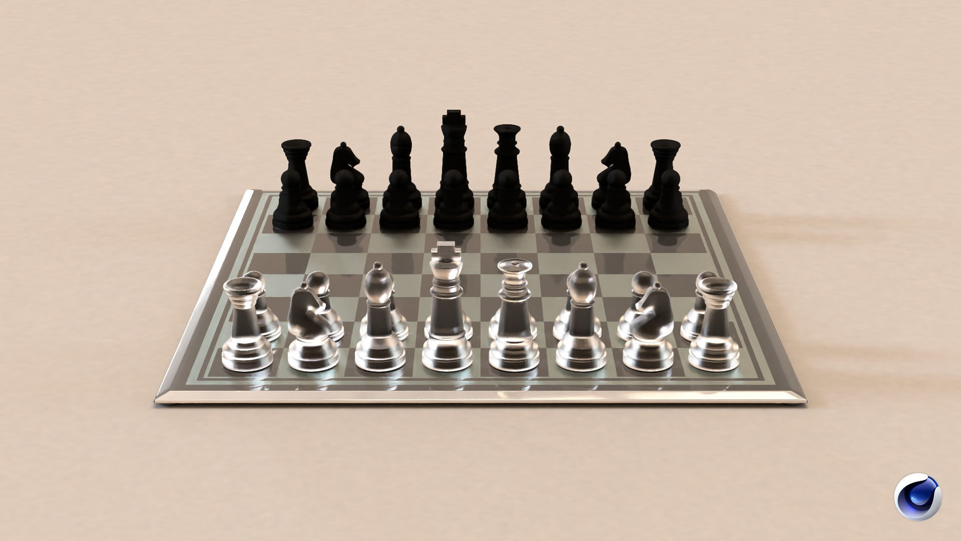 BOARD GAME---Glass Chessboard Low-poly 3D model_39