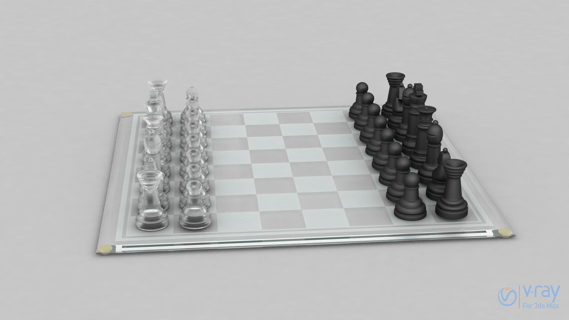 BOARD GAME---Glass Chessboard Low-poly 3D model_18