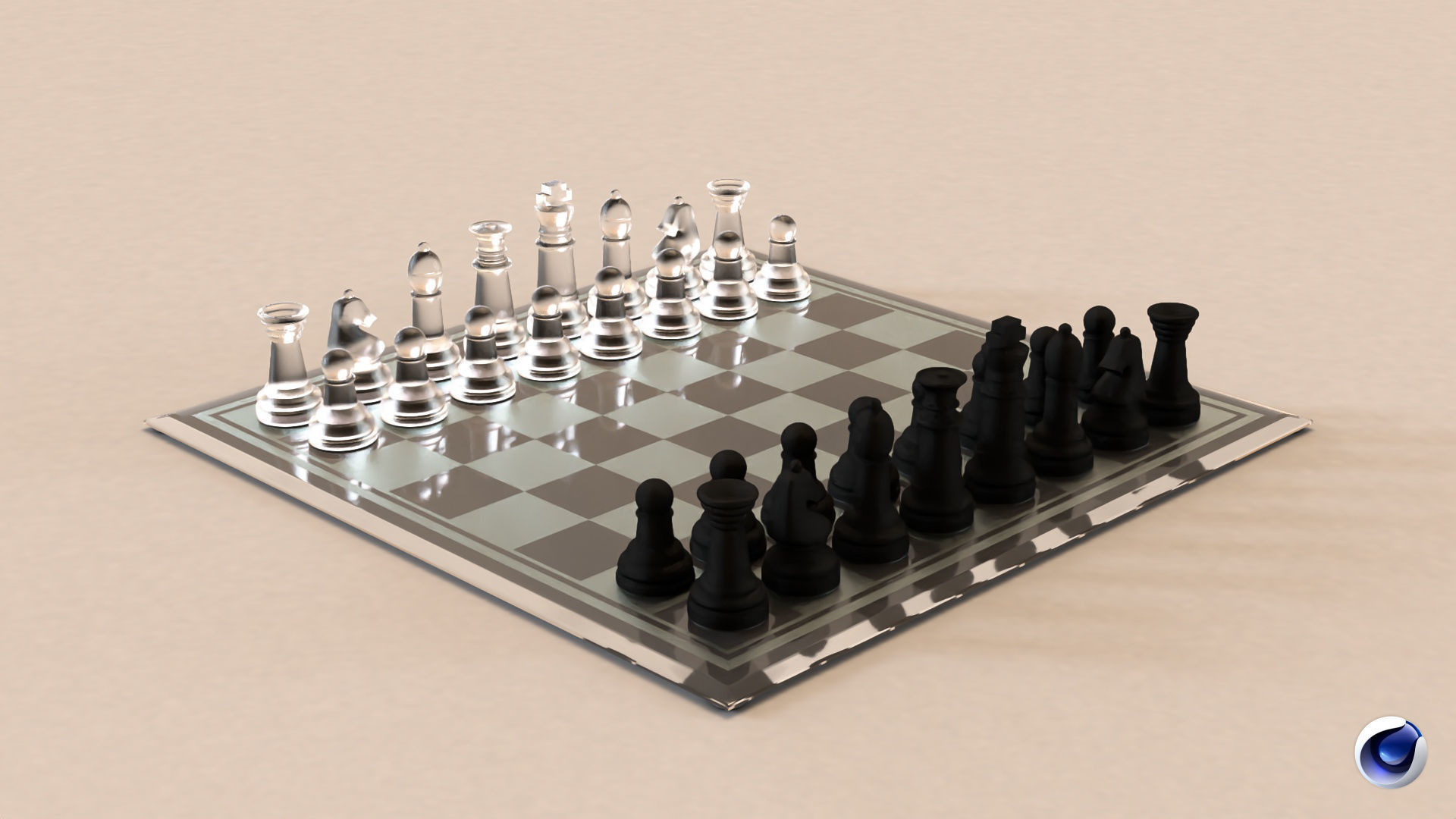 BOARD GAME---Glass Chessboard Low-poly 3D model_42