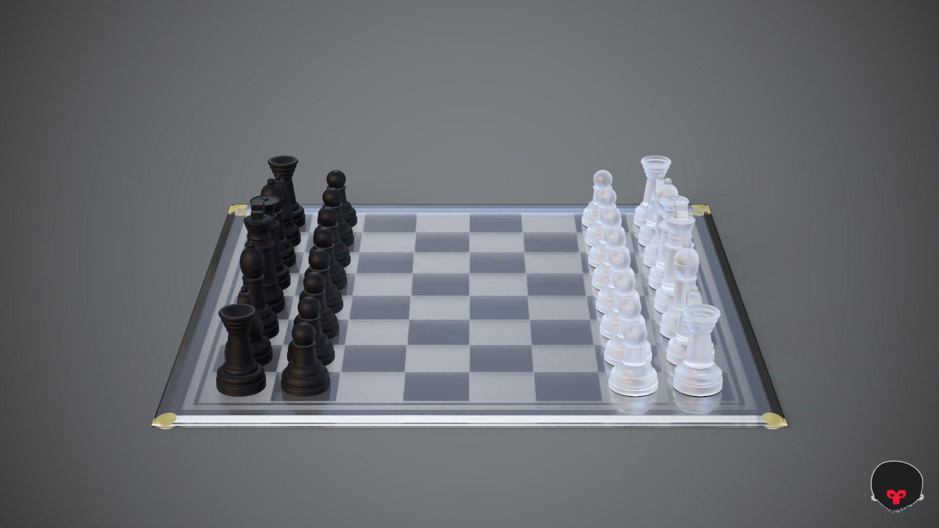 BOARD GAME---Glass Chessboard Low-poly 3D model_49