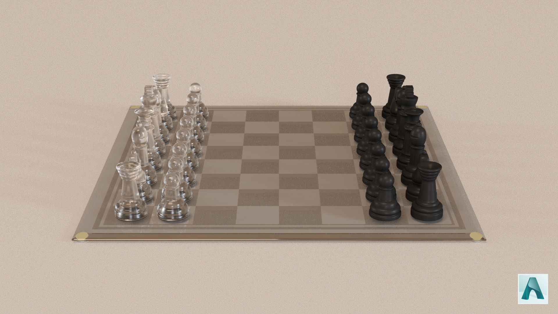 BOARD GAME---Glass Chessboard Low-poly 3D model_68