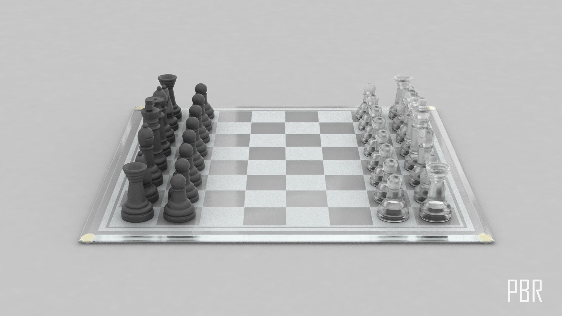 BOARD GAME---Glass Chessboard Low-poly 3D model_57