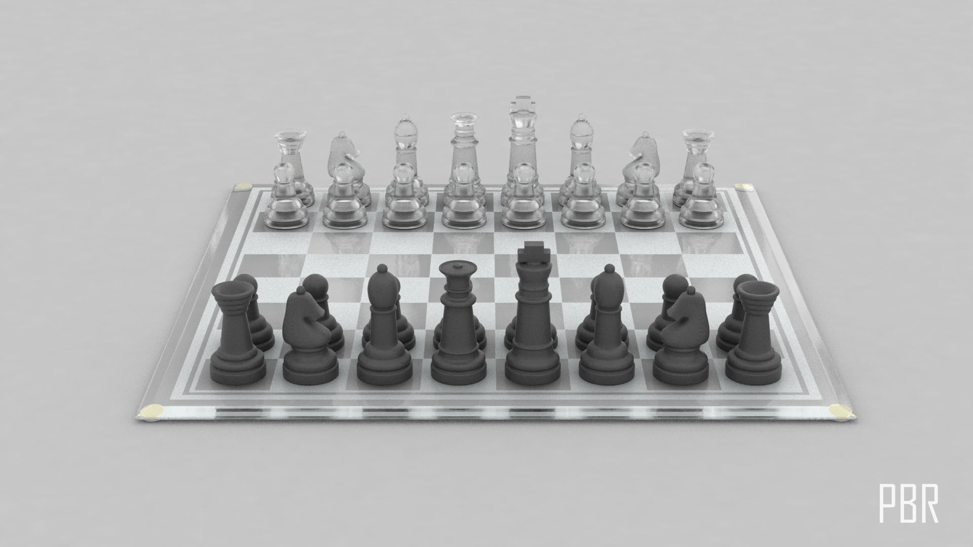 BOARD GAME---Glass Chessboard Low-poly 3D model_59