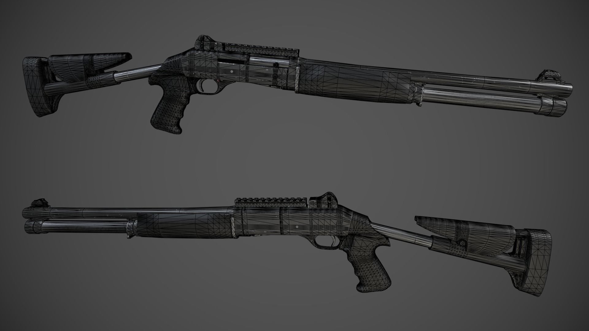 PBR M1014 Shotgun Low-poly 3D model_2
