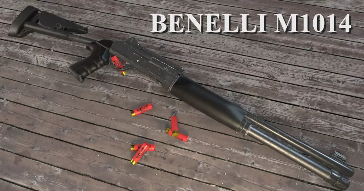 PBR M1014 Shotgun Low-poly 3D model_0