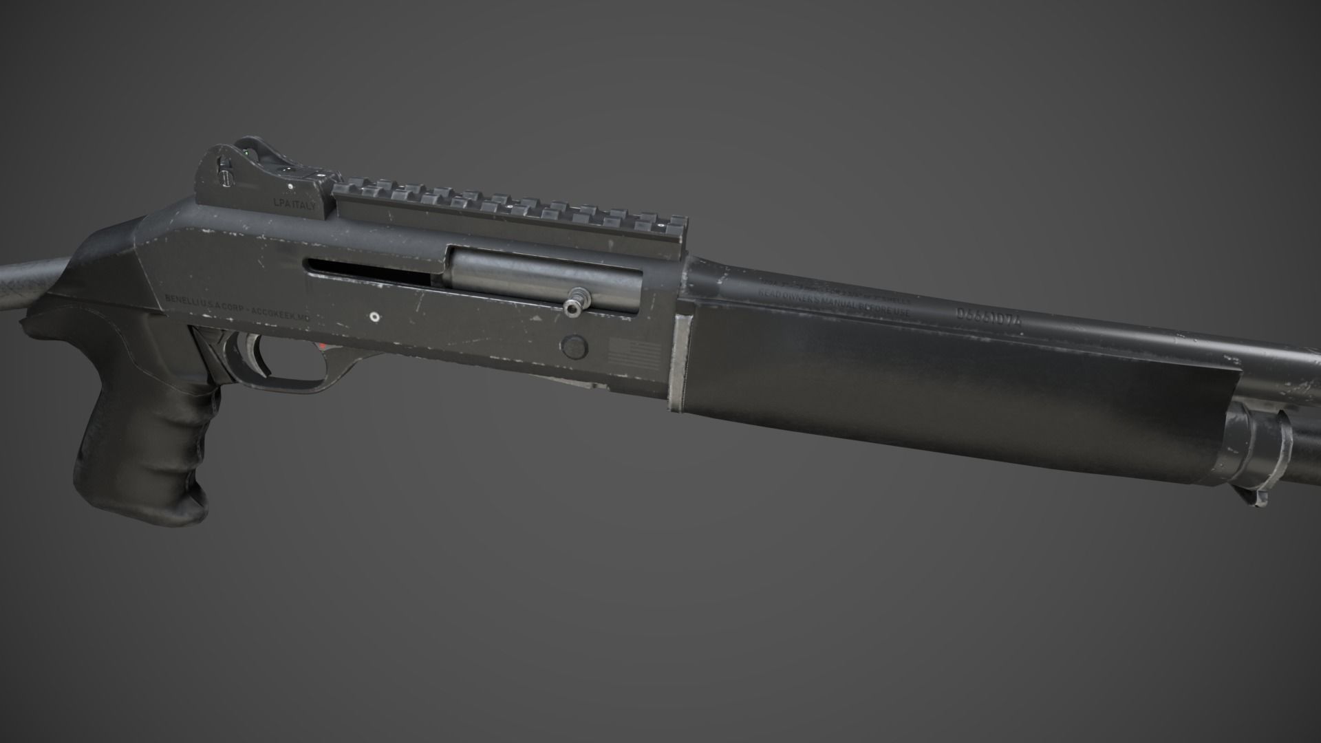 PBR M1014 Shotgun Low-poly 3D model_5