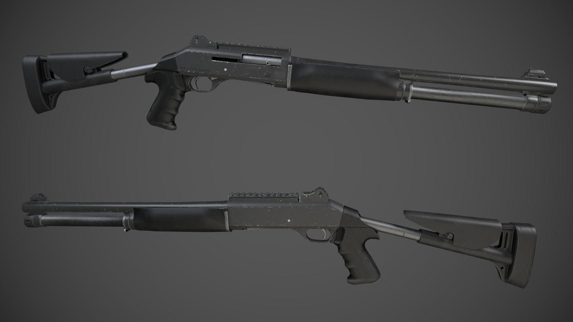 PBR M1014 Shotgun Low-poly 3D model_1