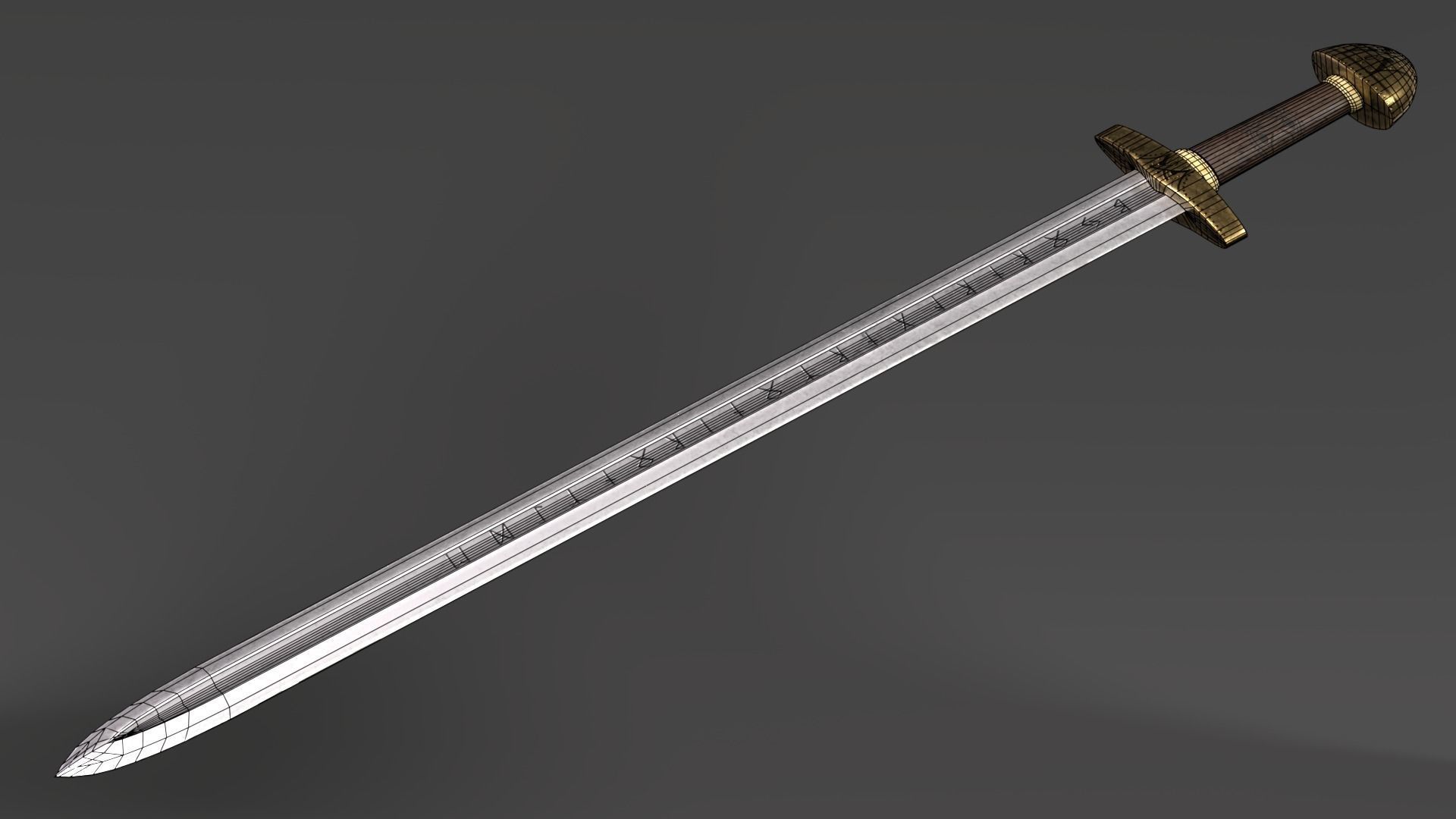 PBR Viking sword Low-poly 3D model_2