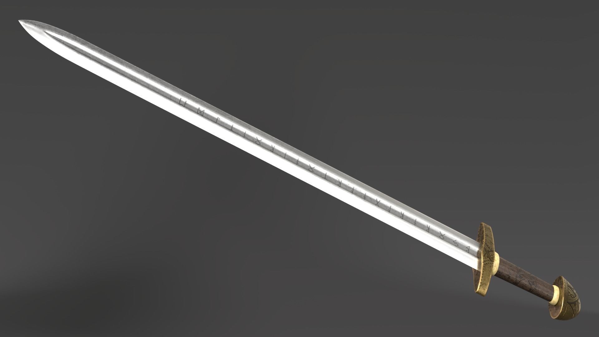 PBR Viking sword Low-poly 3D model_1