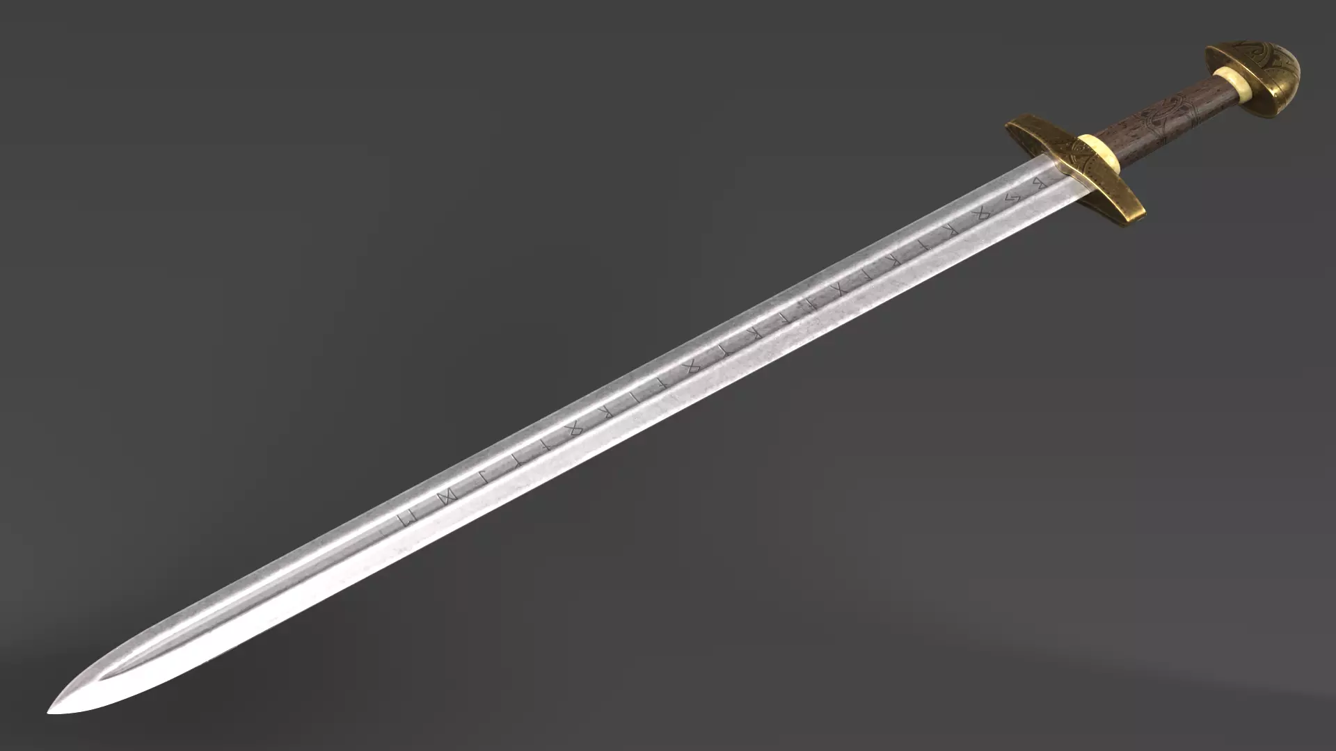 PBR Viking sword Low-poly 3D model_0
