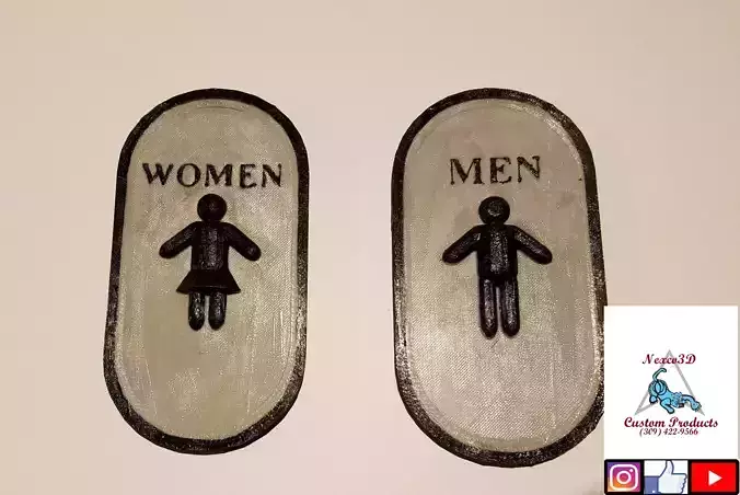 Womens and Mens Bathroom signs 3D model