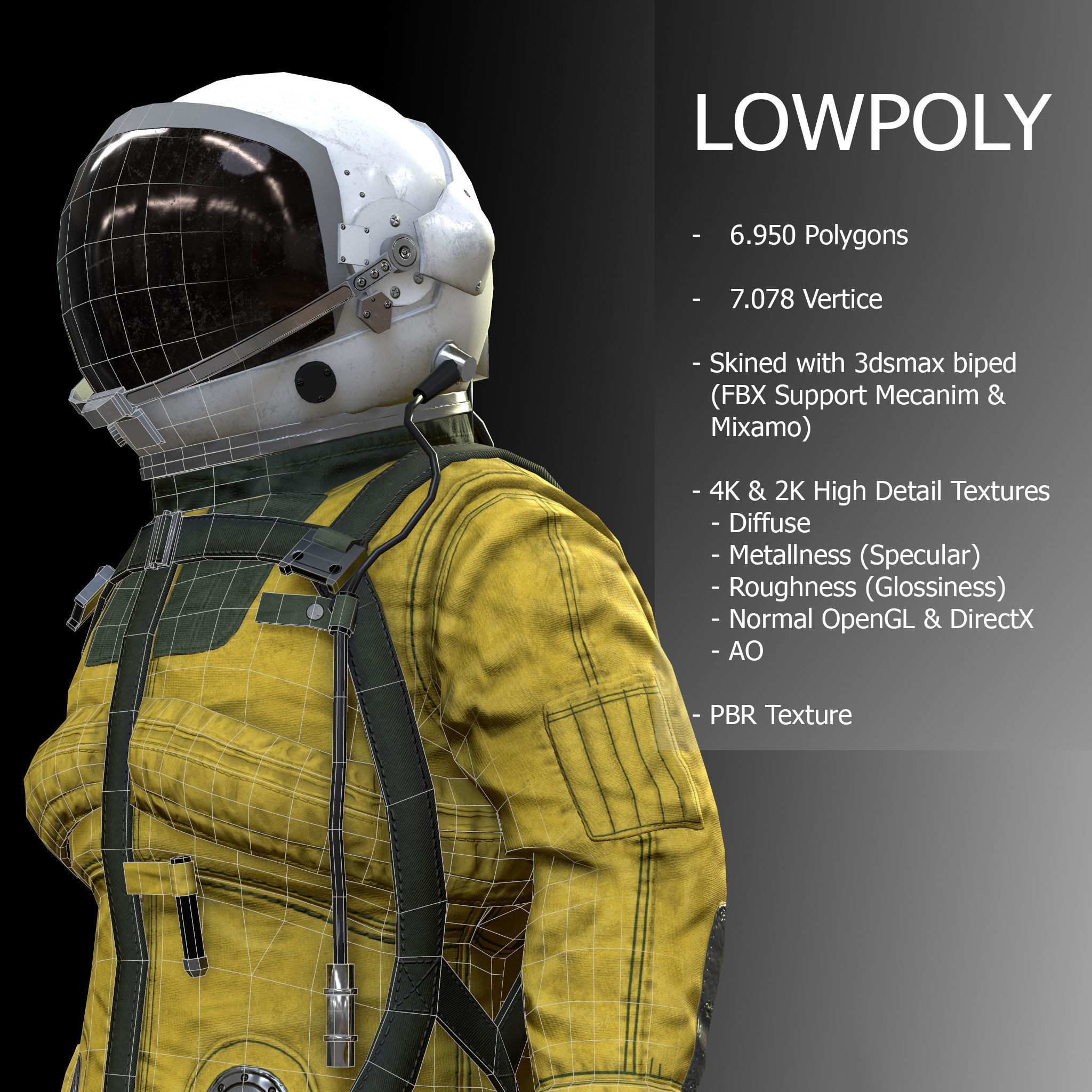 CS01 Space Suit Low-poly 3D model_2