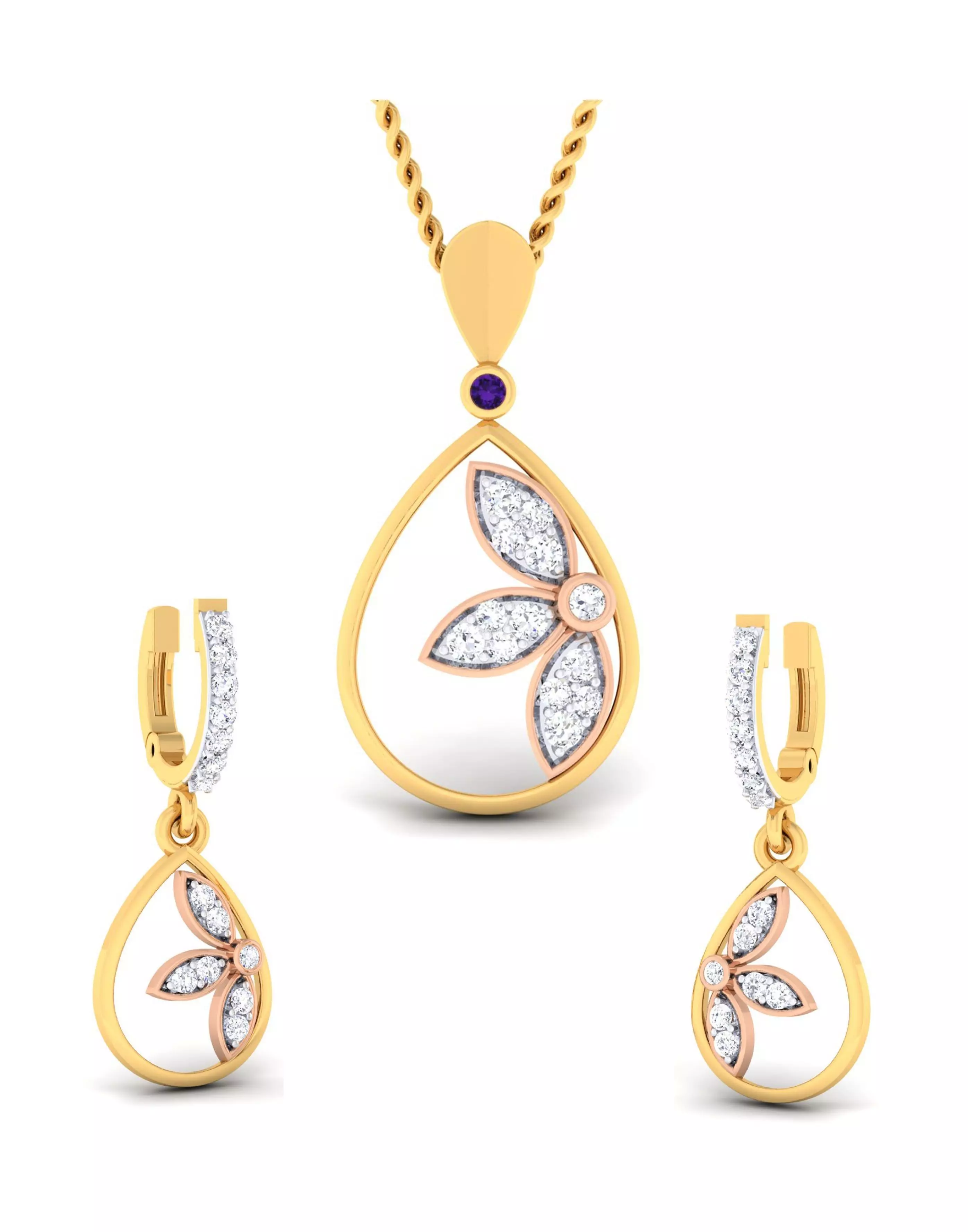 Women pendant-earrings set 3dm mgx render detail 3D print model 3D print model_0