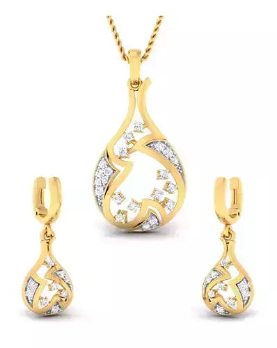 Women pendant-earrings set 3dm mgx render detail 3D print model