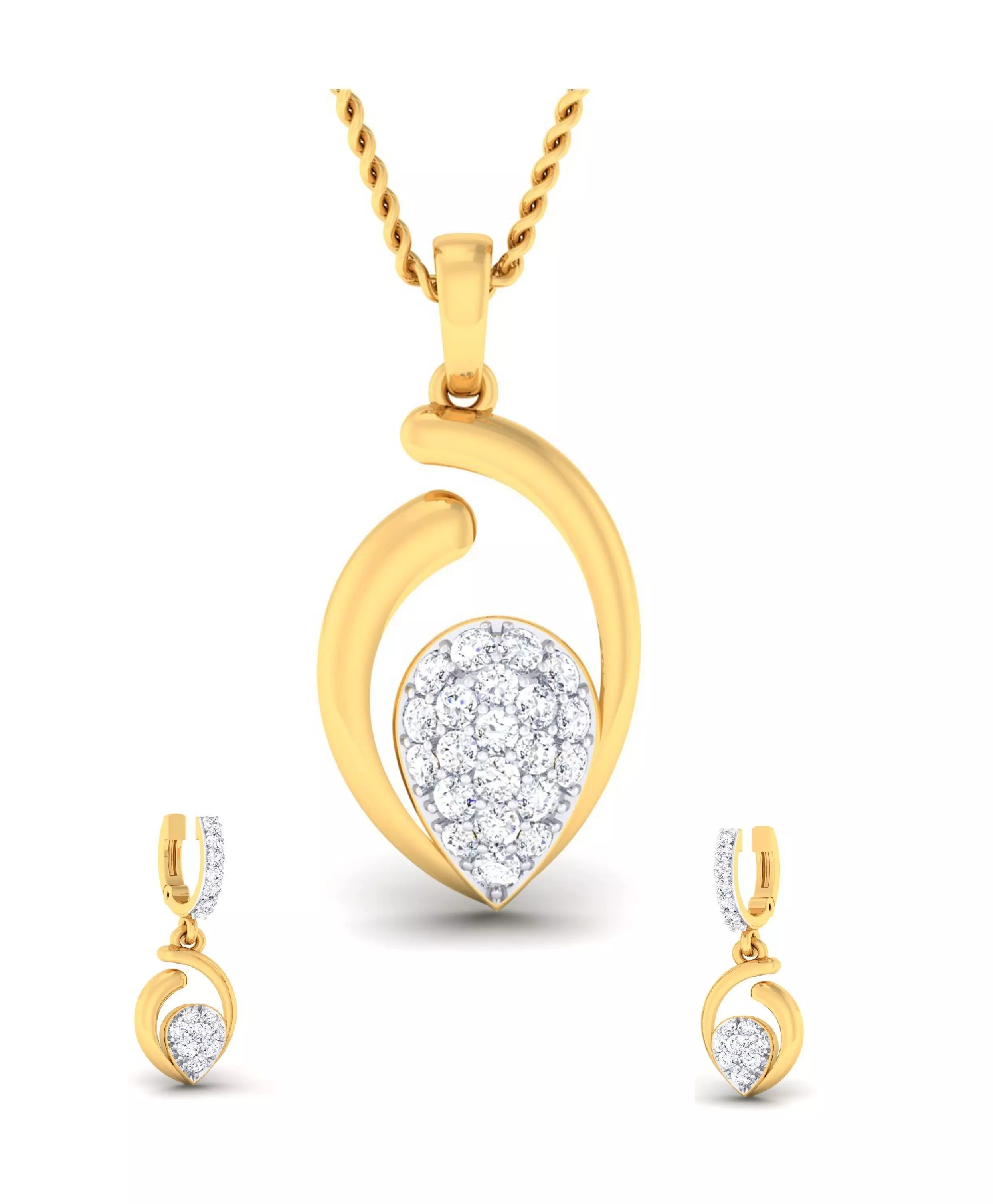 Women pendant-earrings set 3dm mgx render detail 3D print model 3D print model_0