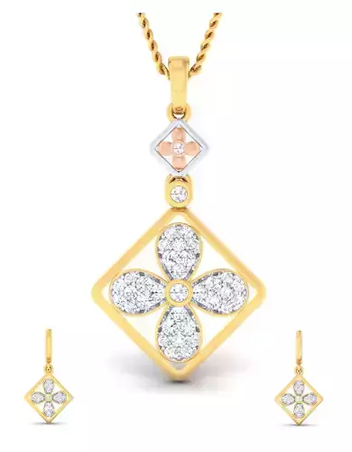 Women pendant-earrings set 3dm mgx render detail 3D print model