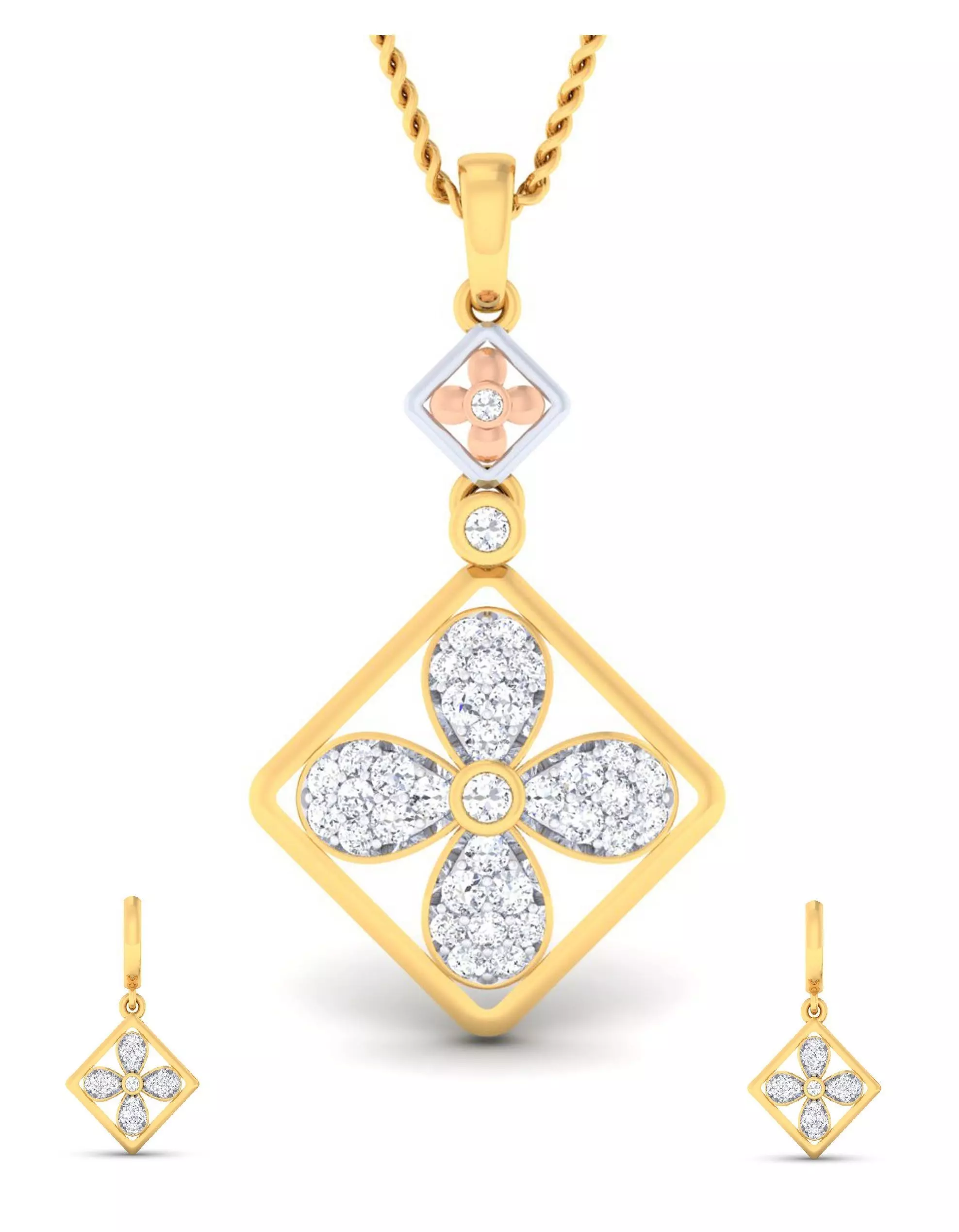 Women pendant-earrings set 3dm mgx render detail 3D print model 3D print model_0