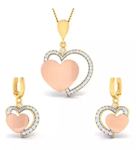 Women pendant-earrings set 3dm mgx render detail 3D print model