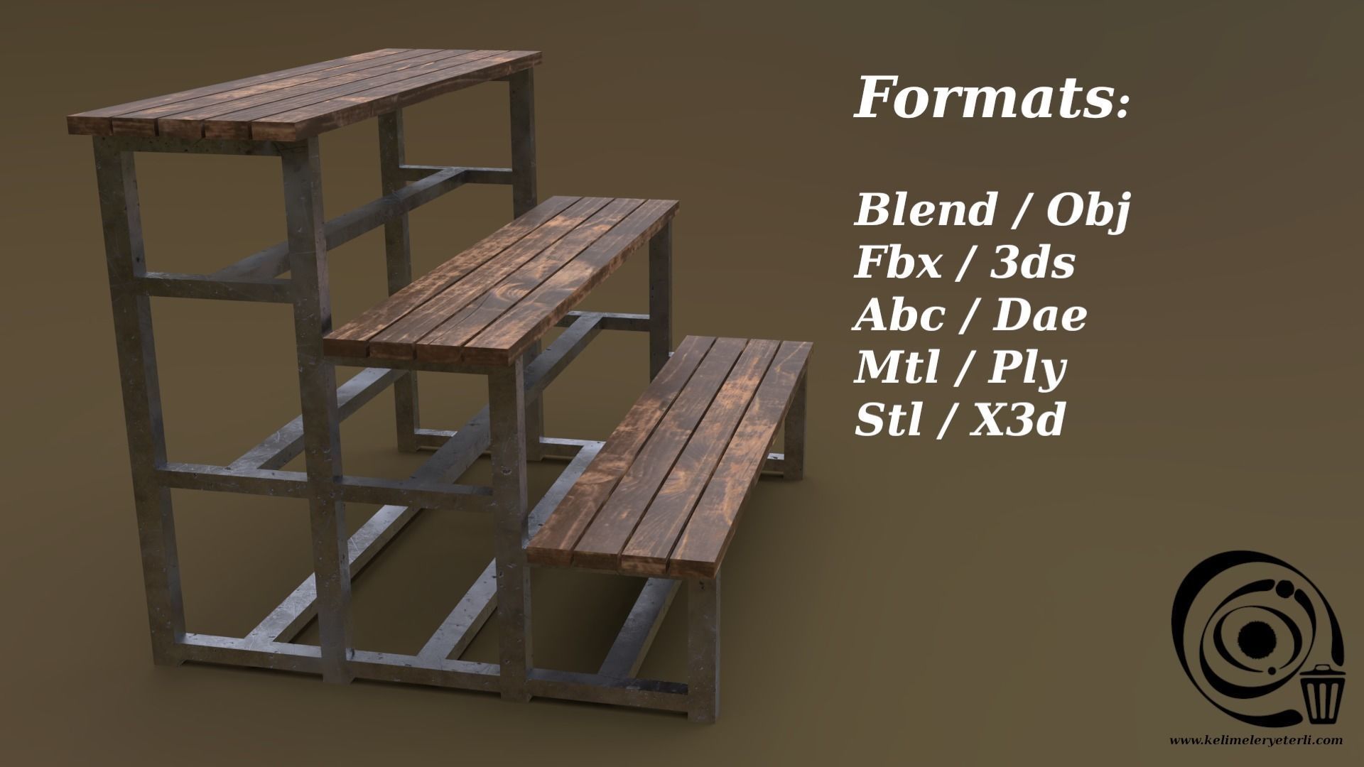 Tribune 06 R Low-poly 3D model_2