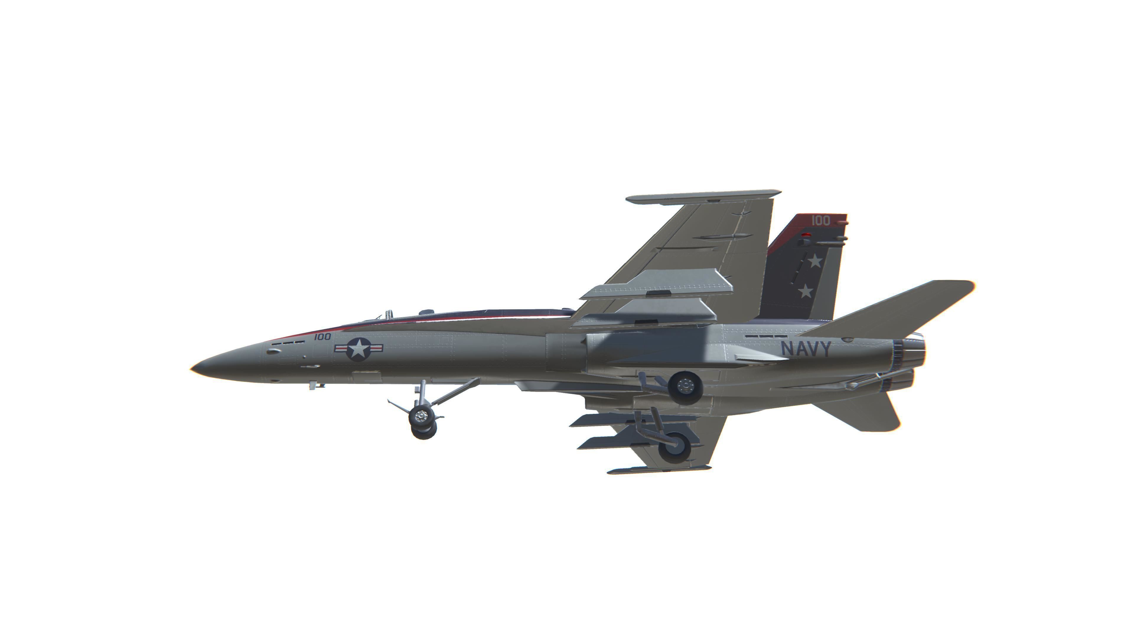 FA-18 Hornet Jet Fighter Aircraft Low-poly 3D model_17